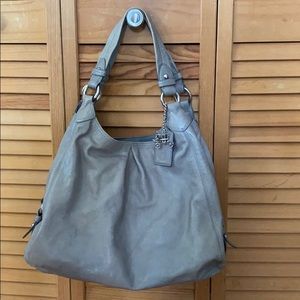 Large Coach leather shoulder handbag in gray